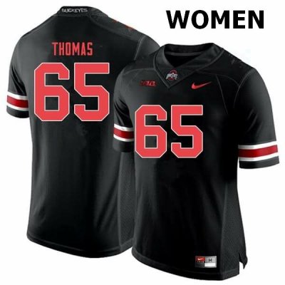 NCAA Ohio State Buckeyes Women's #65 Phillip Thomas Black Out Nike Football College Jersey QCZ2445UI